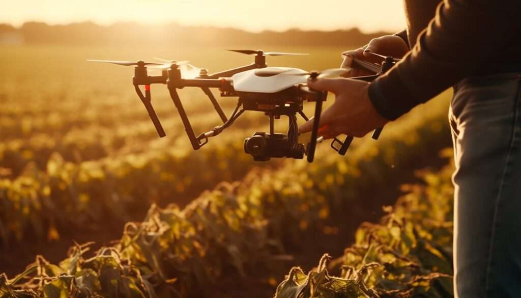 Drone spraying crops with smart farming technology – AspaGrow