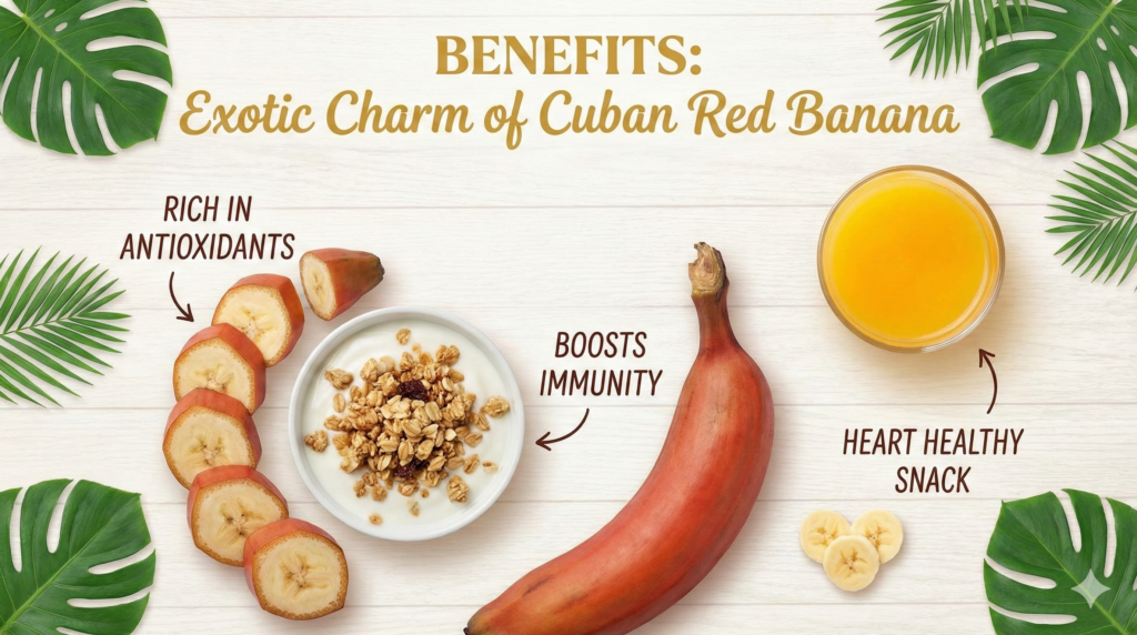Cuban Red Banana fruit showing red peel and creamy flesh