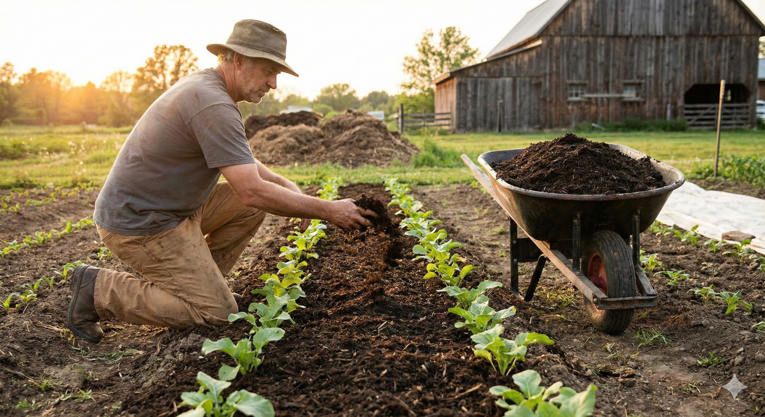Organic farming using natural methods to improve soil health