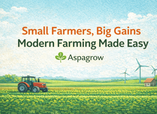 Small farmers using modern farming technology for higher crop yield and sustainable agriculture